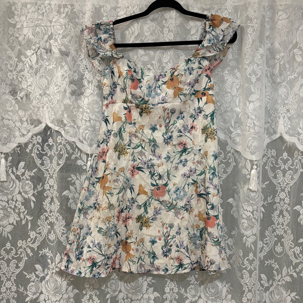 Wild Fable Floral Mini Dress with Ruffle Sleeves